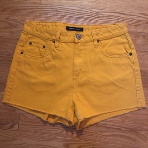 Yellow mom jean shorts